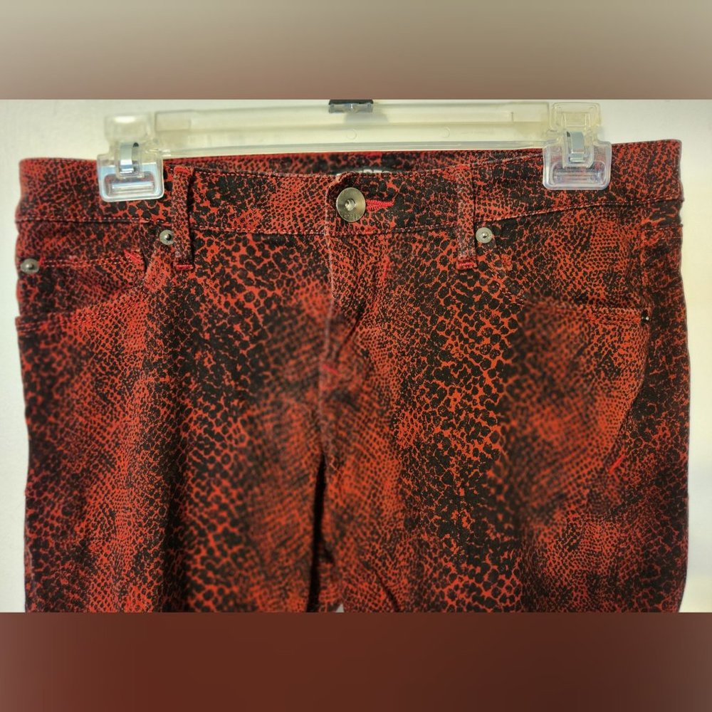 EXPRESS Snake Print Skinny Pants, Red & Black, Size 8